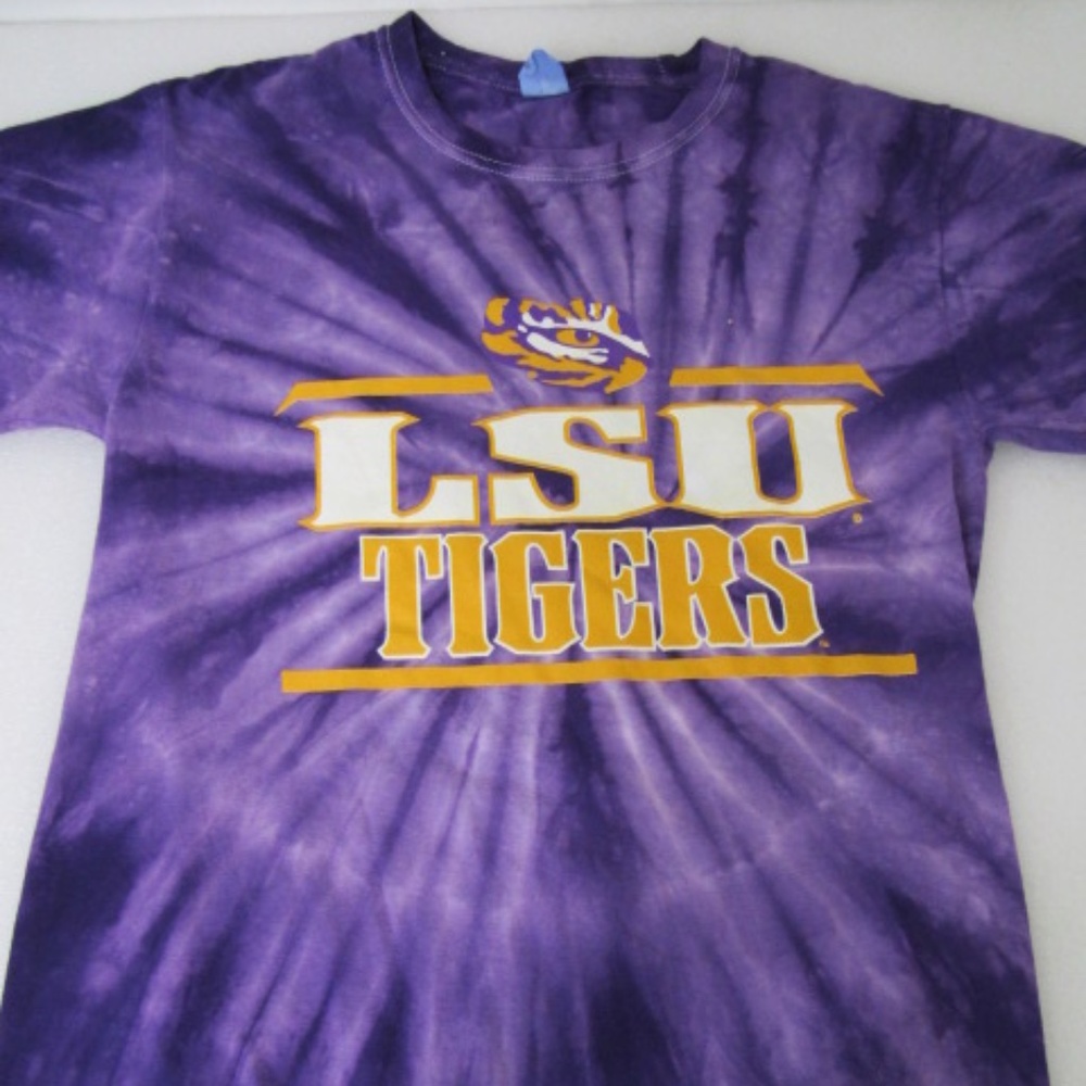 LSU Tigers Tie Dye Purple T-Shirt Sz‎ S Logo Cotton Shirt